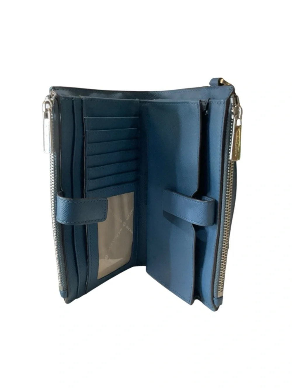 Michael Kors Teal Blue Saffiano Leather Wristlet Wallet
